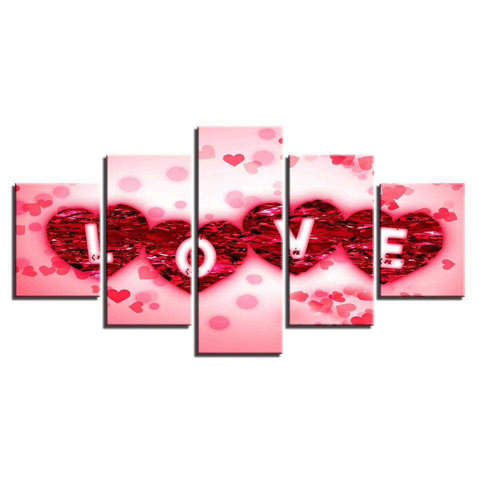 Rose Petals Love 5 Piece HD Multi Panel Canvas Wall Art Frame - Original Frame