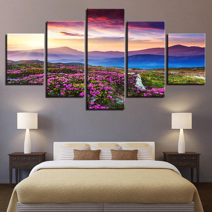 Sunset Hills 5 Piece HD Multi Panel Canvas Wall Art Frame - Original Frame