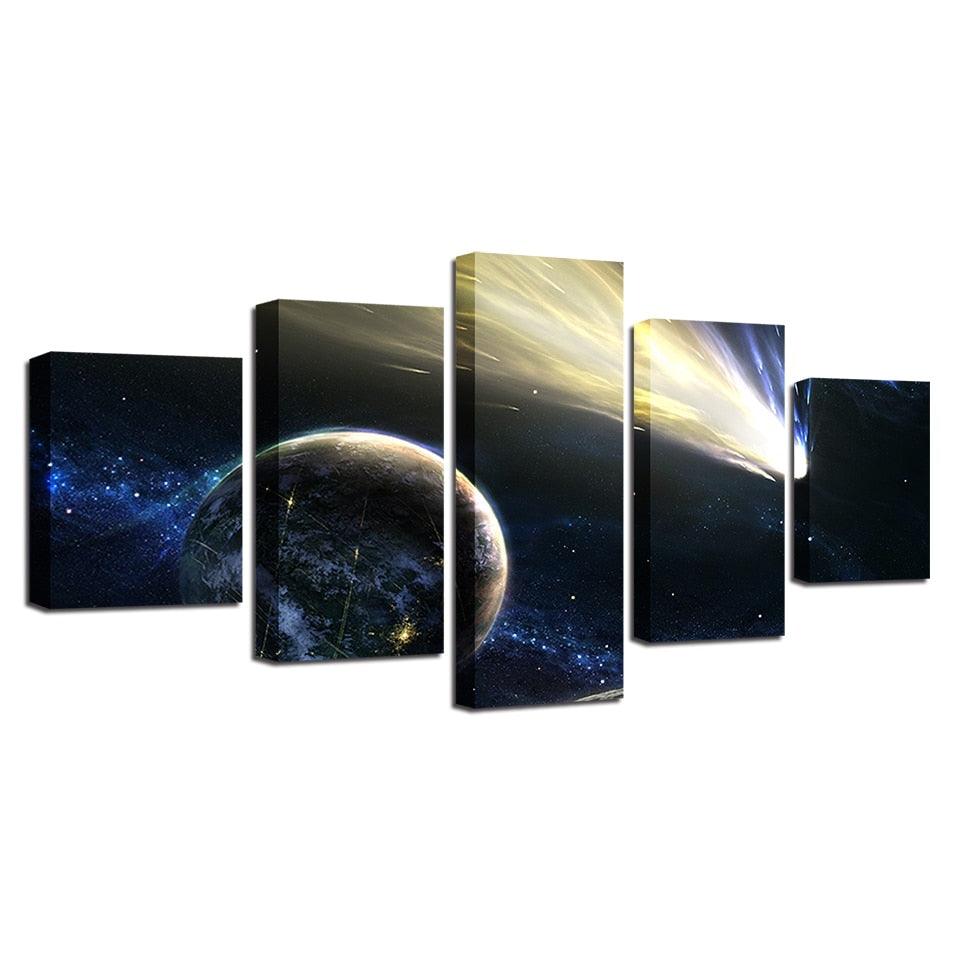 Comet And Planet 5 Piece HD Multi Panel Canvas Wall Art Frame - Original Frame