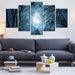 Moonlit Forest Night 5 Piece HD Multi Panel Canvas Wall Art Frame - Original Frame