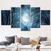 Moonlit Forest Night 5 Piece HD Multi Panel Canvas Wall Art Frame - Original Frame