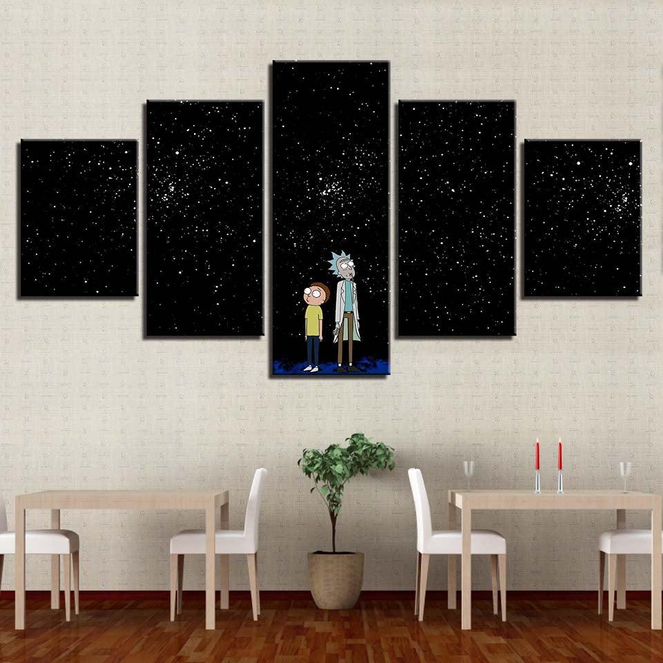 Classical Rick And Morty 5 Piece HD Multi Panel Canvas Wall Art Frame Painting - Original Frame