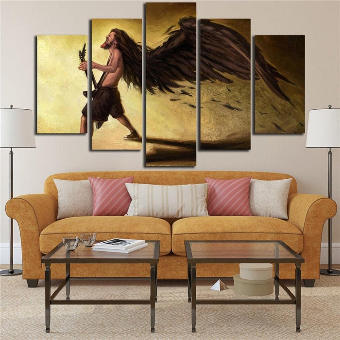 Singer Playing The Guitar 5 Piece HD Multi Panel Canvas Wall Art Frame