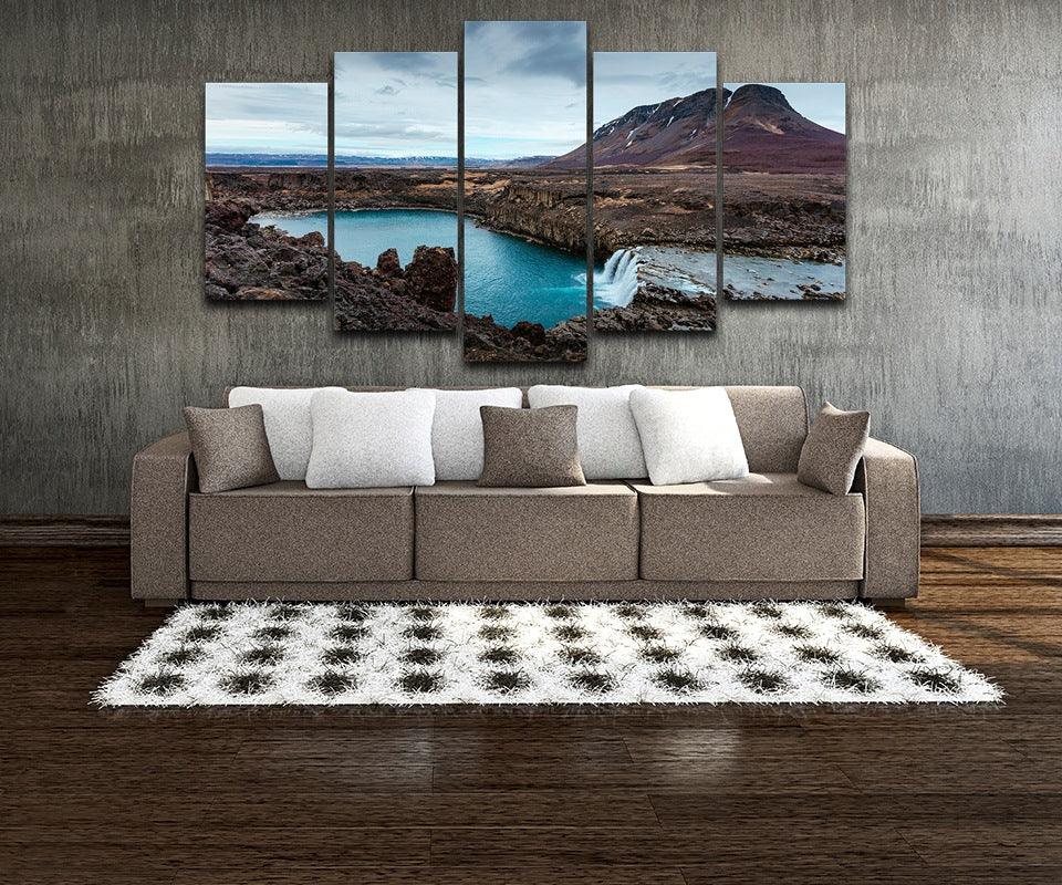 Iceland 5 Piece HD Multi Panel Canvas Wall Art Frame - Original Frame