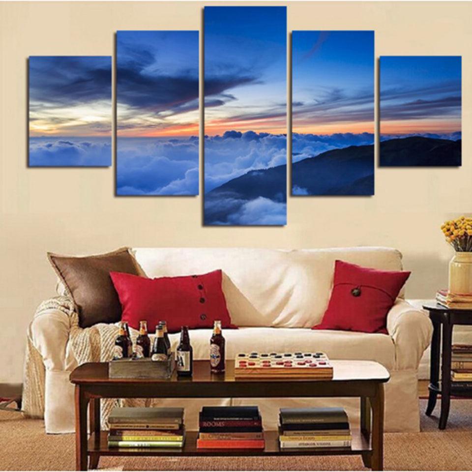 Clouds & Rock 5 Piece HD Multi Panel Canvas Wall Art Frame - Original Frame