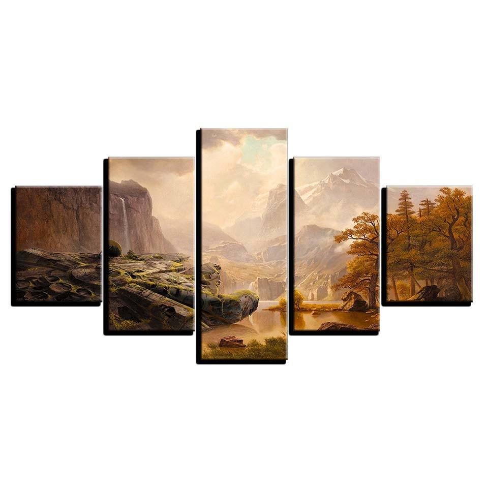 Alpine Sunshine Scenery 5 Piece HD Multi Panel Canvas Wall Art Frame - Original Frame