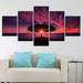 Red Sunset 5 Piece HD Multi Panel Canvas Wall Art Frame - Original Frame