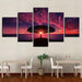 Red Sunset 5 Piece HD Multi Panel Canvas Wall Art Frame - Original Frame