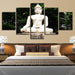 Buddha Statue Under Tree 5 Piece HD Multi Panel Canvas Wall Art Frame - Original Frame