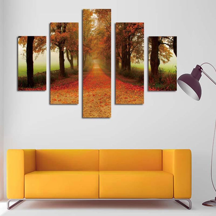 Fall 5 Piece HD Multi Panel Canvas Wall Art Frame