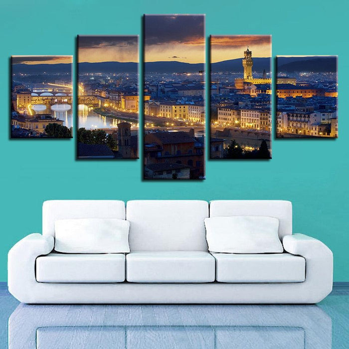 Aesthetical Florence 5 Piece HD Multi Panel Canvas Wall Art Frame