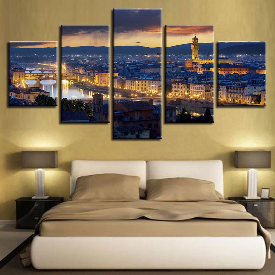 Aesthetical Florence 5 Piece HD Multi Panel Canvas Wall Art Frame - Original Frame