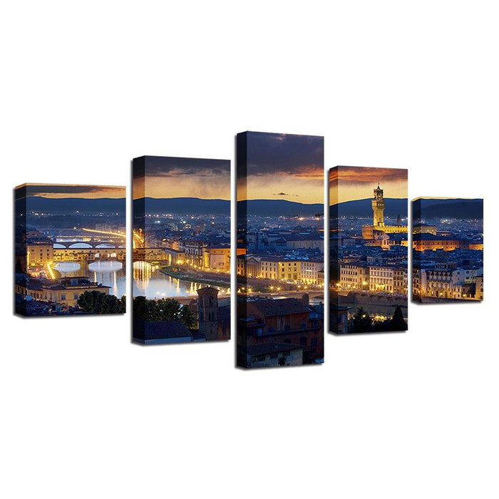 Aesthetical Florence 5 Piece HD Multi Panel Canvas Wall Art Frame - Original Frame