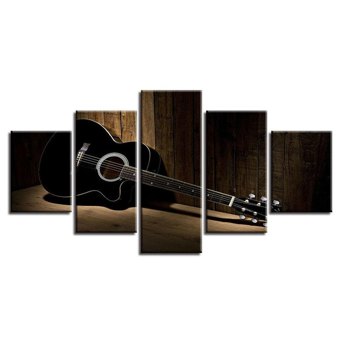 Acoustic Guitar 5 Piece HD Multi Panel Canvas Wall Art Frame - Original Frame