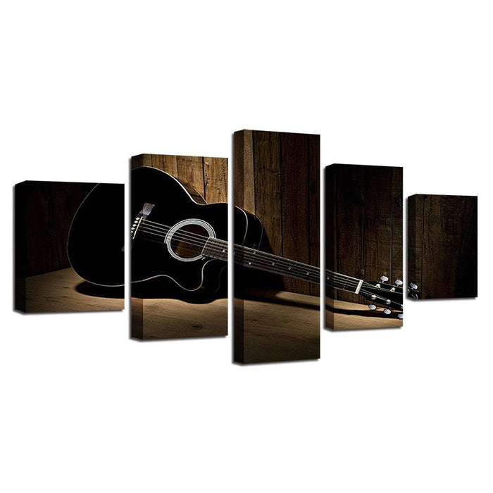 Acoustic Guitar 5 Piece HD Multi Panel Canvas Wall Art Frame - Original Frame