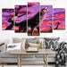 Animal Wolf Blossom 5 Piece HD Multi Panel Canvas Wall Art Frame - Original Frame