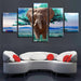 Elephants And Green Trees 5 Piece HD Multi Panel Canvas Wall Art Frame - Original Frame