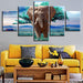 Elephants And Green Trees 5 Piece HD Multi Panel Canvas Wall Art Frame - Original Frame