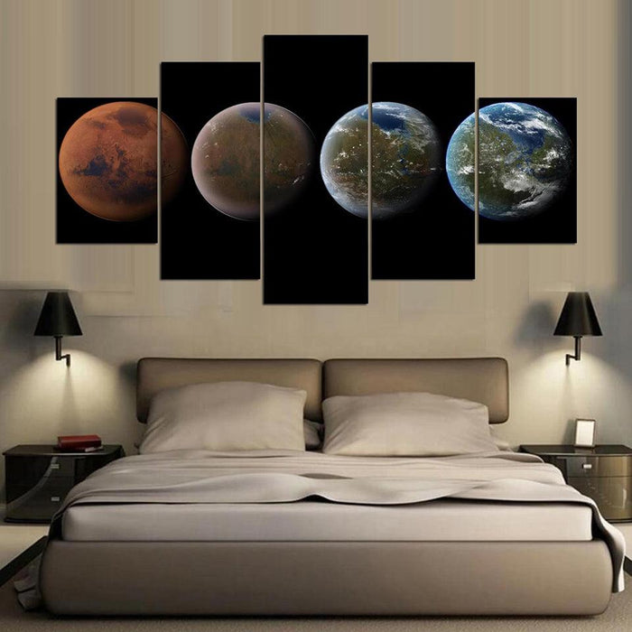 Four Planets 5 Piece HD Multi Panel Canvas Wall Art Frame - Original Frame