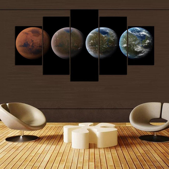 Four Planets 5 Piece HD Multi Panel Canvas Wall Art Frame - Original Frame