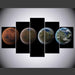 Four Planets 5 Piece HD Multi Panel Canvas Wall Art Frame - Original Frame