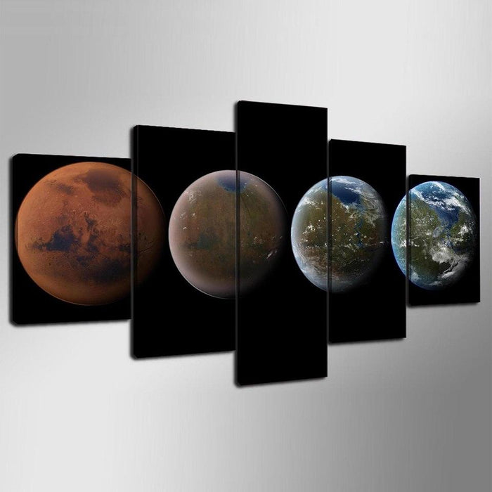 Four Planets 5 Piece HD Multi Panel Canvas Wall Art Frame - Original Frame