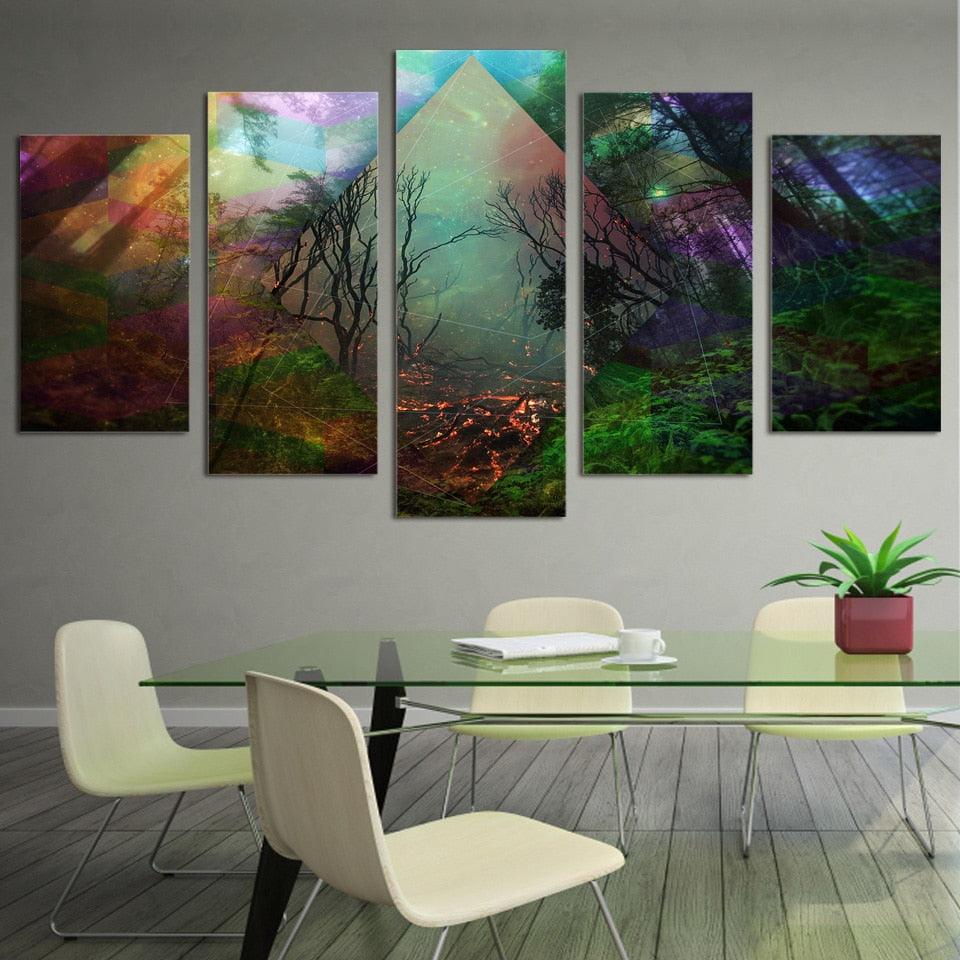Rainbow Nature 5 Piece HD Multi Panel Canvas Wall Art - Original Frame