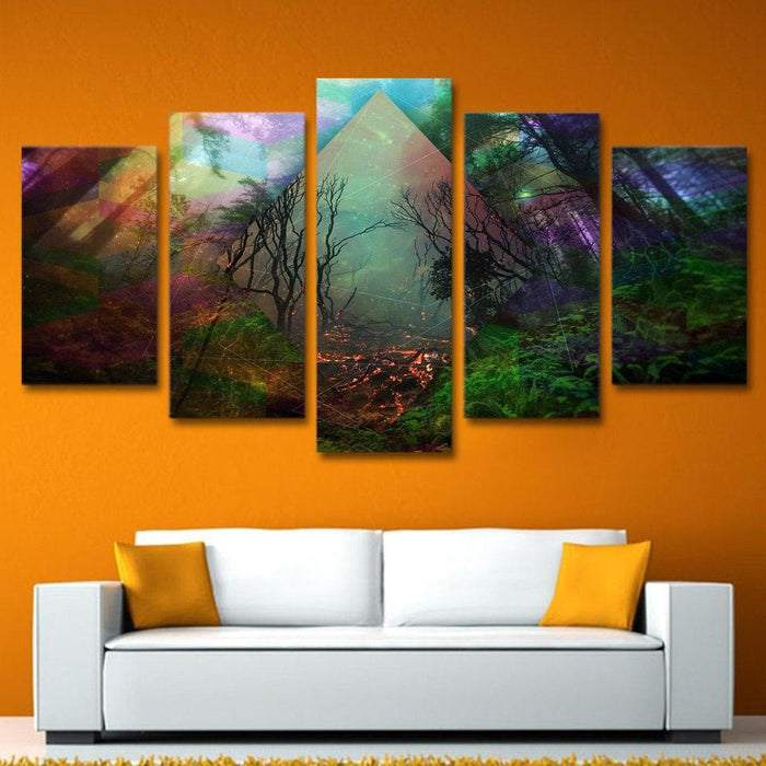 Rainbow Nature 5 Piece HD Multi Panel Canvas Wall Art Frame