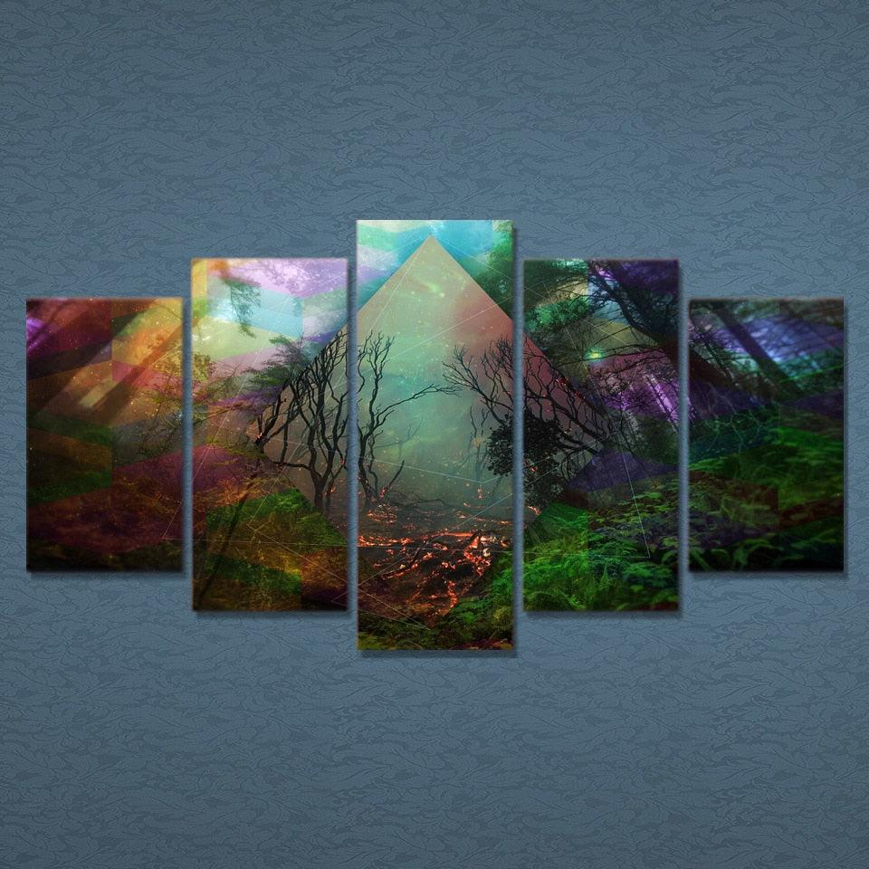 Rainbow Nature 5 Piece HD Multi Panel Canvas Wall Art - Original Frame