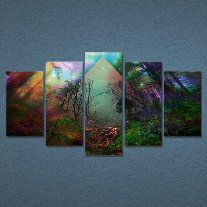 Rainbow Nature 5 Piece HD Multi Panel Canvas Wall Art Frame