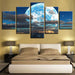 Moon Clouds 5 Piece HD Multi Panel Canvas Wall Art Frame - Original Frame