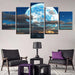 Moon Clouds 5 Piece HD Multi Panel Canvas Wall Art Frame - Original Frame