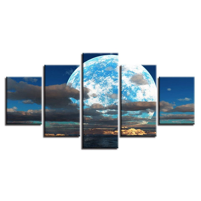 Moon Clouds 5 Piece HD Multi Panel Canvas Wall Art Frame - Original Frame