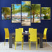 Coconut Trees Beach 5 Piece HD Multi Panel Canvas Wall Art Frame - Original Frame