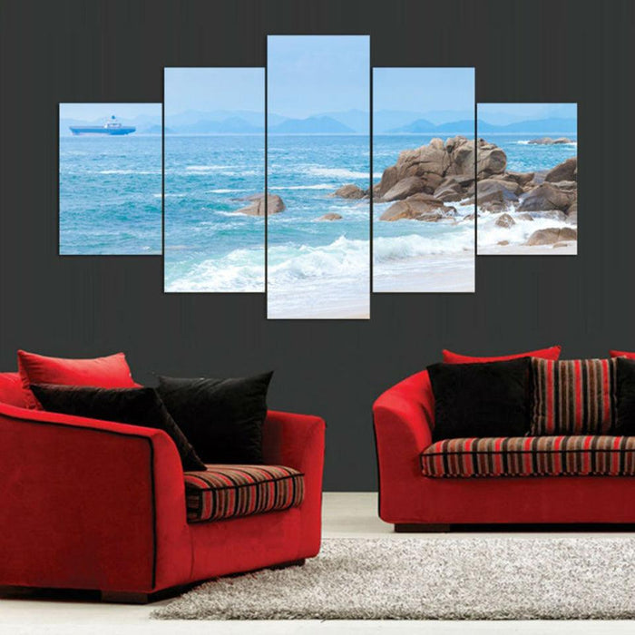 Tide And Reef 5 Piece HD Multi Panel Canvas Wall Art Frame