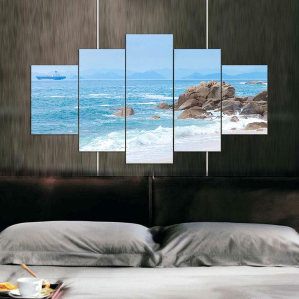 Tide And Reef 5 Piece HD Multi Panel Canvas Wall Art Frame - Original Frame