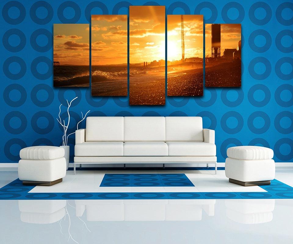 The Setting Sun 5 Piece HD Multi Panel Canvas Wall Art Frame - Original Frame