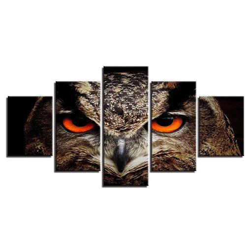 Owl Eyes 5 Piece HD Multi Panel Canvas Wall Art Frame - Original Frame