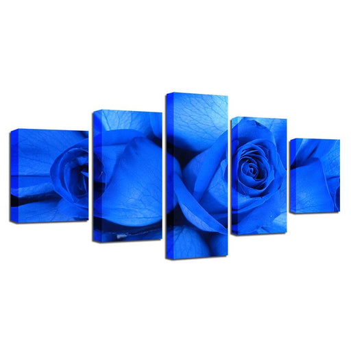 Blue Rose 5 Piece HD Multi Panel Canvas Wall Art Frame - Original Frame