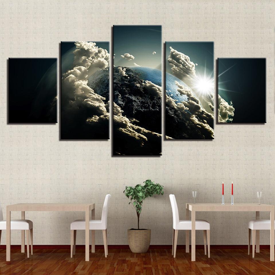 Earth From The Space 5 Piece HD Multi Panel Canvas Wall Art Frame - Original Frame