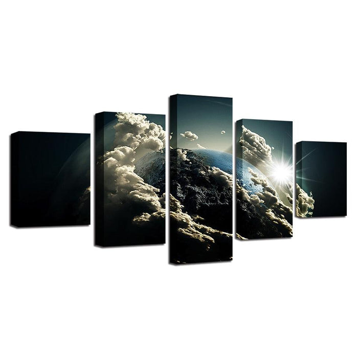 Earth From The Space 5 Piece HD Multi Panel Canvas Wall Art Frame - Original Frame