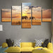 Elephants 5 Piece HD Multi Panel Canvas Wall Art Frame - Original Frame