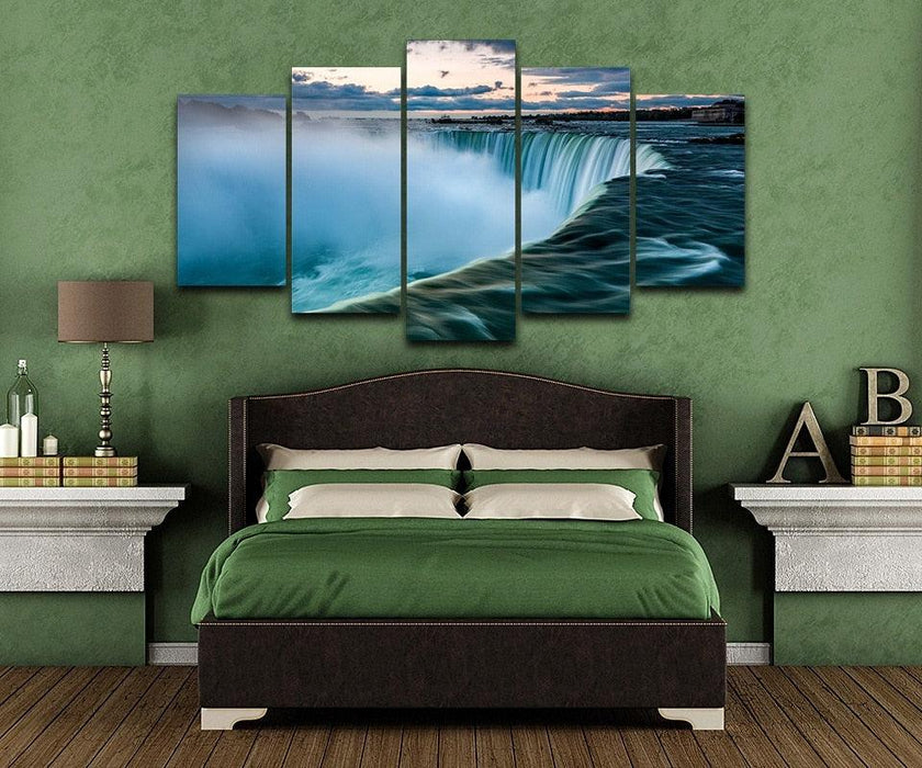 Niagara Falls at Sunrise 5 Piece HD Multi Panel Canvas Wall Art Frame - Original Frame