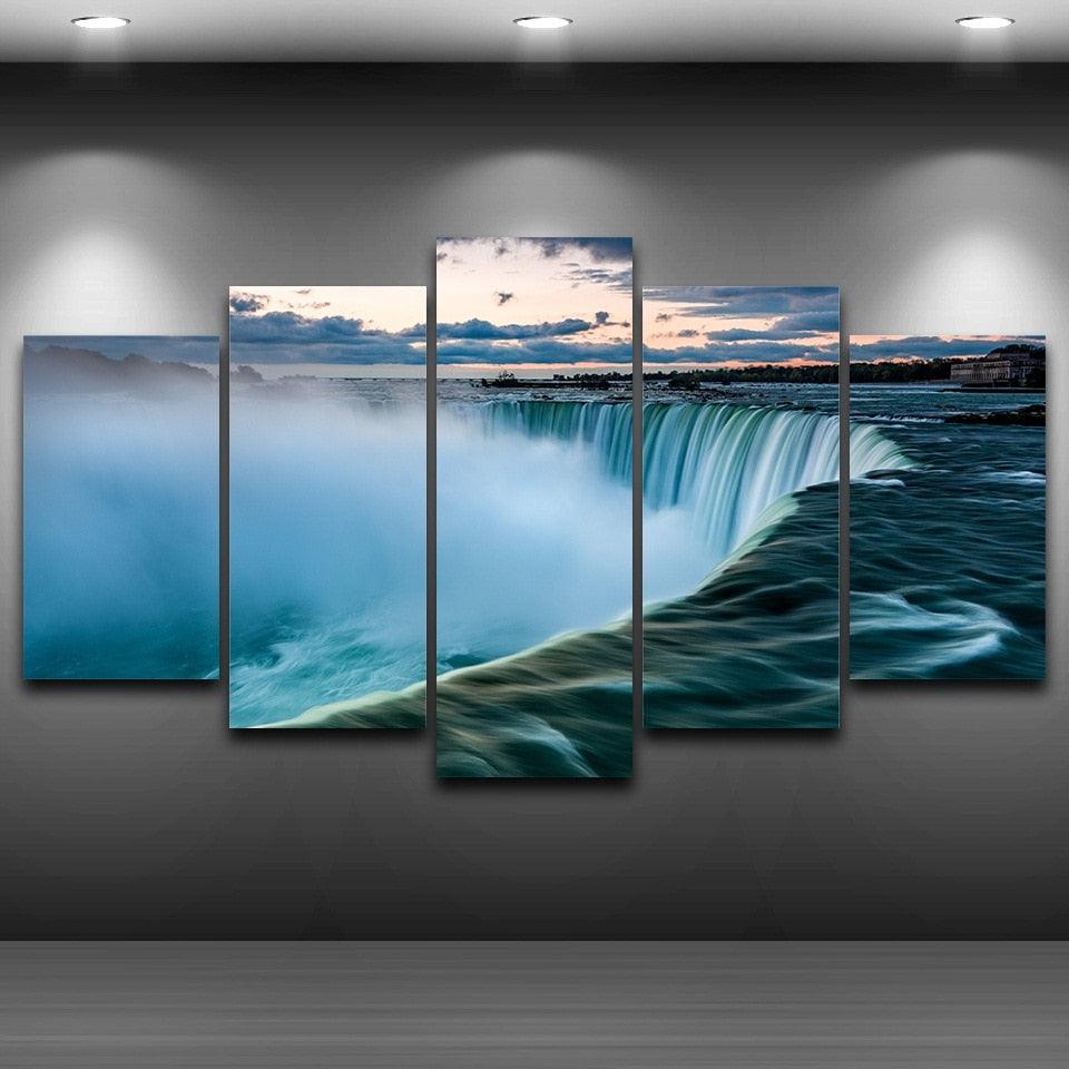 Niagara Falls at Sunrise 5 Piece HD Multi Panel Canvas Wall Art Frame - Original Frame