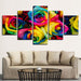 Colorful Roses 5 Piece HD Multi Panel Canvas Wall Art Frame - Original Frame