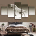 Animal White Horse 5 Piece HD Multi Panel Canvas Wall Art Frame - Original Frame