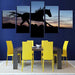 Running Horse In Sunset 5 Piece HD Multi Panel Canvas Wall Art Frame - Original Frame