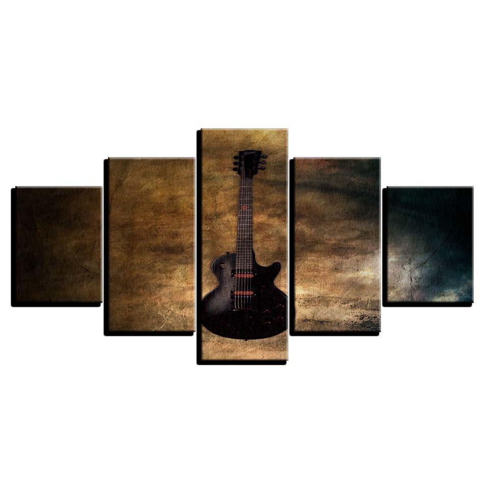 Guitar 5 Piece HD Multi Panel Canvas Wall Art - Original Frame