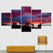 Horses Sunset 5 Piece HD Multi Panel Canvas Wall Art Frame - Original Frame