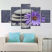 Purple Stone Flower 5 Piece HD Multi Panel Canvas Wall Art - Original Frame